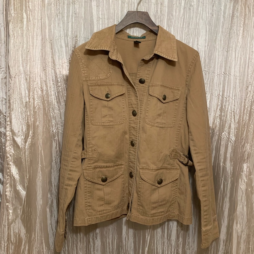 Ralph Lauren Military Jacket Cotton Tan Beige Size 4 - Picture 2 of 8